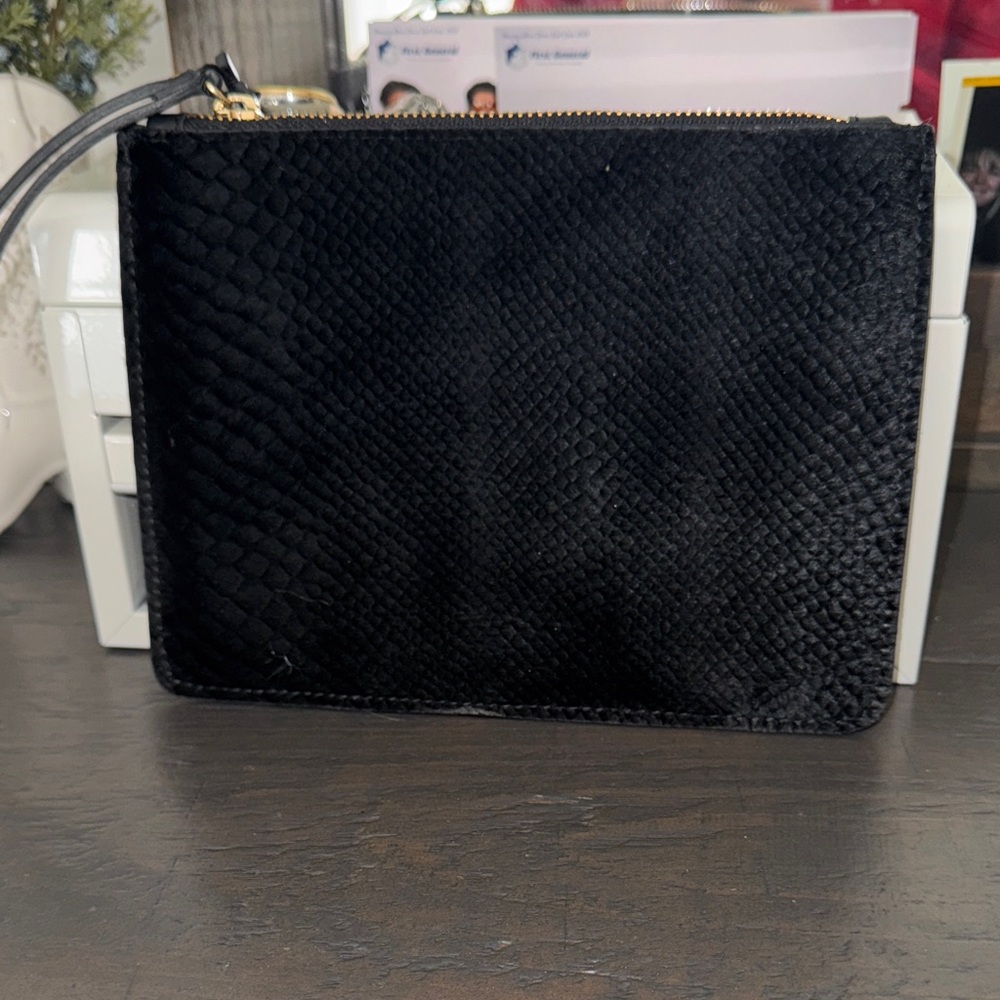 Black Suede & Leather Clutch